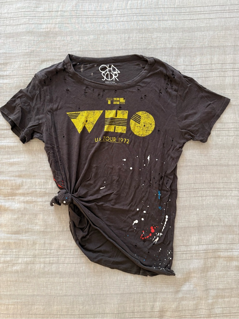 Chaser Black The Who US Tour 1972 Short Sleeve Tee with Paint Splatters